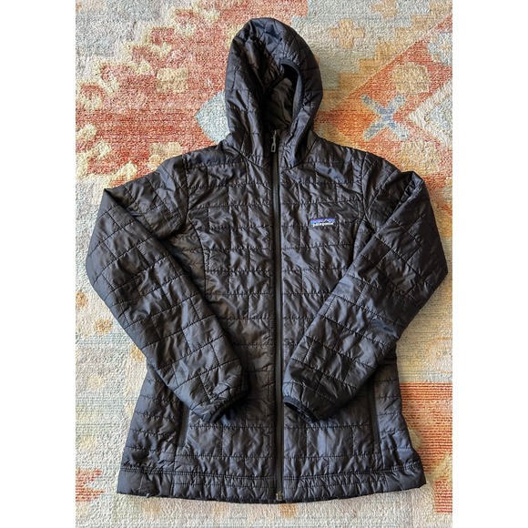 Patagonia Nano Puff Hooded Jacket Lightweight Puffer Coat Black XS - Picture 1 of 5